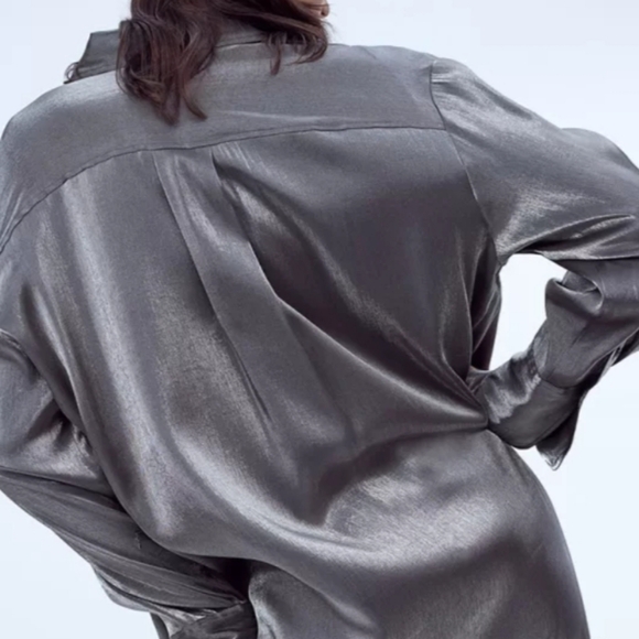 Oversize Metalic Shirt dress - Picture 5 of 7